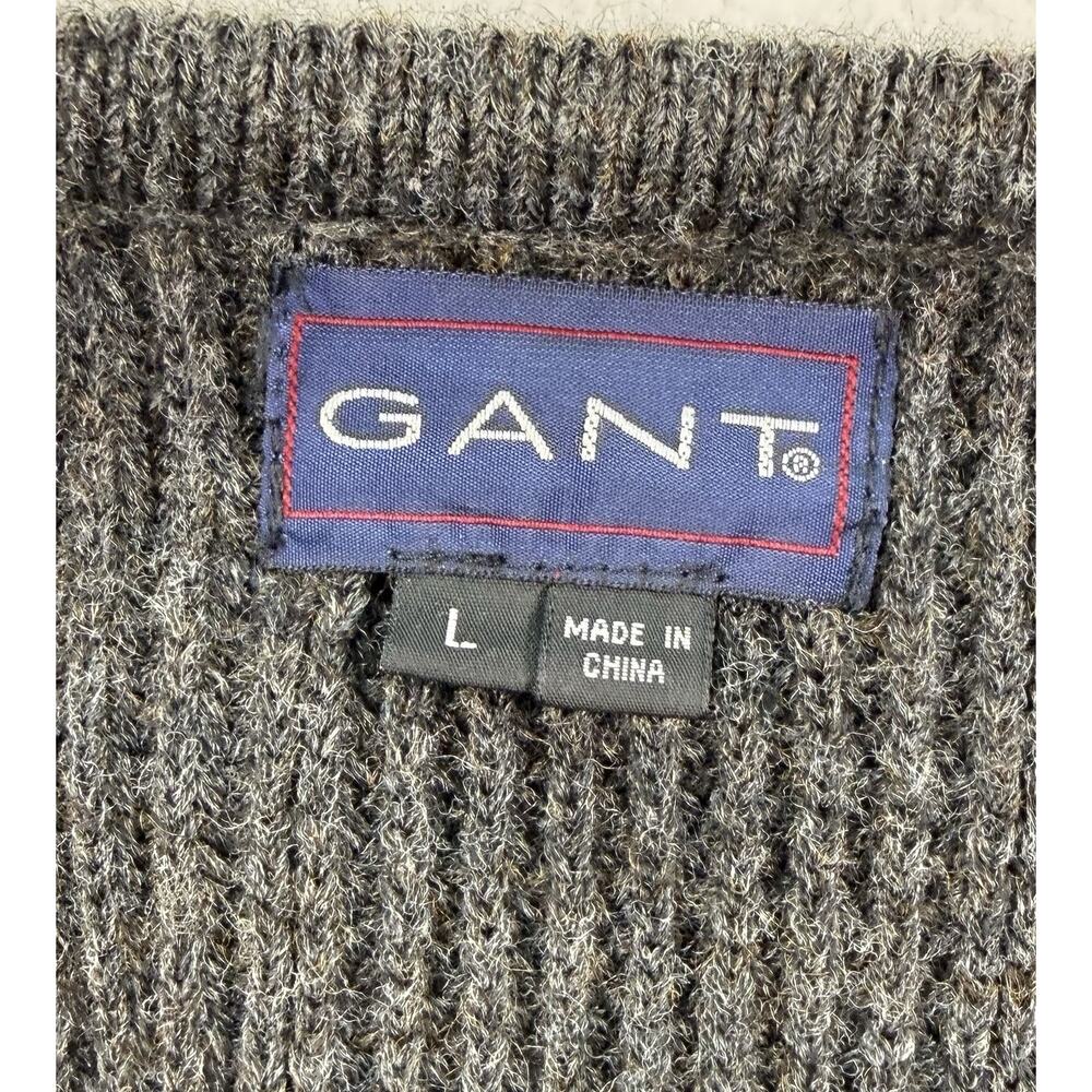 Gant sweater suede vest mens large gray olive Collegiate Professorial Preppy - Picture 4 of 4